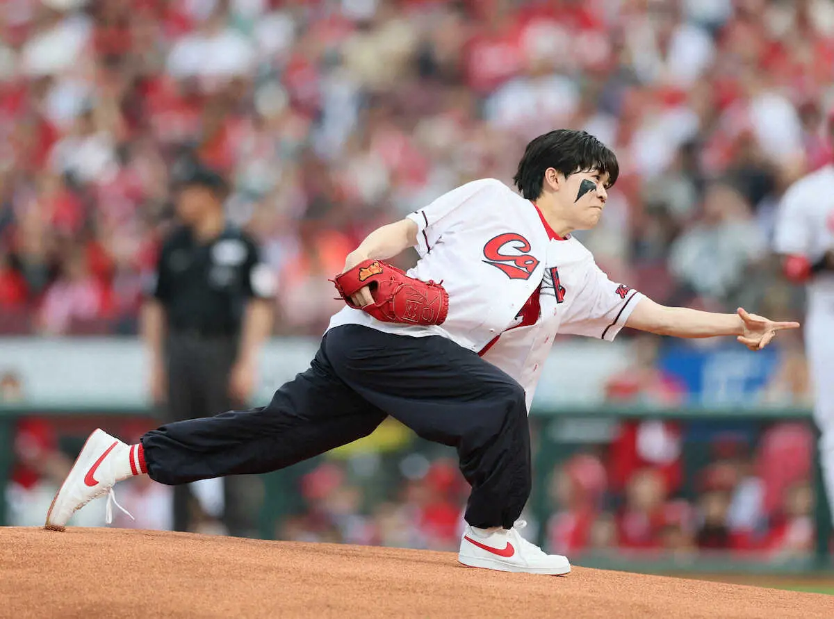 【画像・写真】鈴木福　マツダで始球式「前田選手の前でやるのを楽しみに…」恒例のマエケン体操も披露