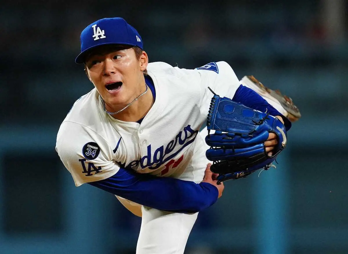 【画像・写真】吠えた！山本由伸が7回無失点の快投　メジャー最多110球で1安打9奪三振　ファン総立ち「ヨシ」コール