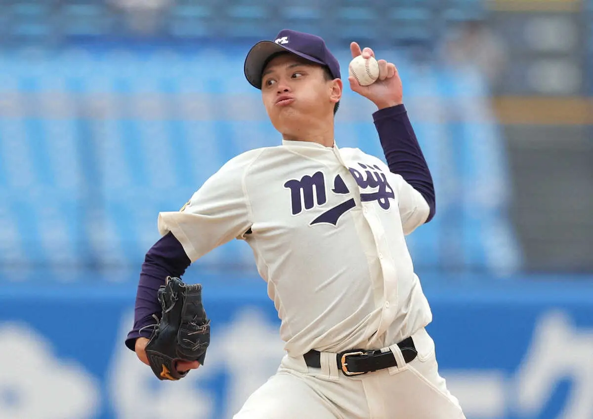 【画像・写真】明大・毛利、神宮初完封「うれしい。凄く気持ち良かった」　チームも4季ぶり優勝へ王手　六大学