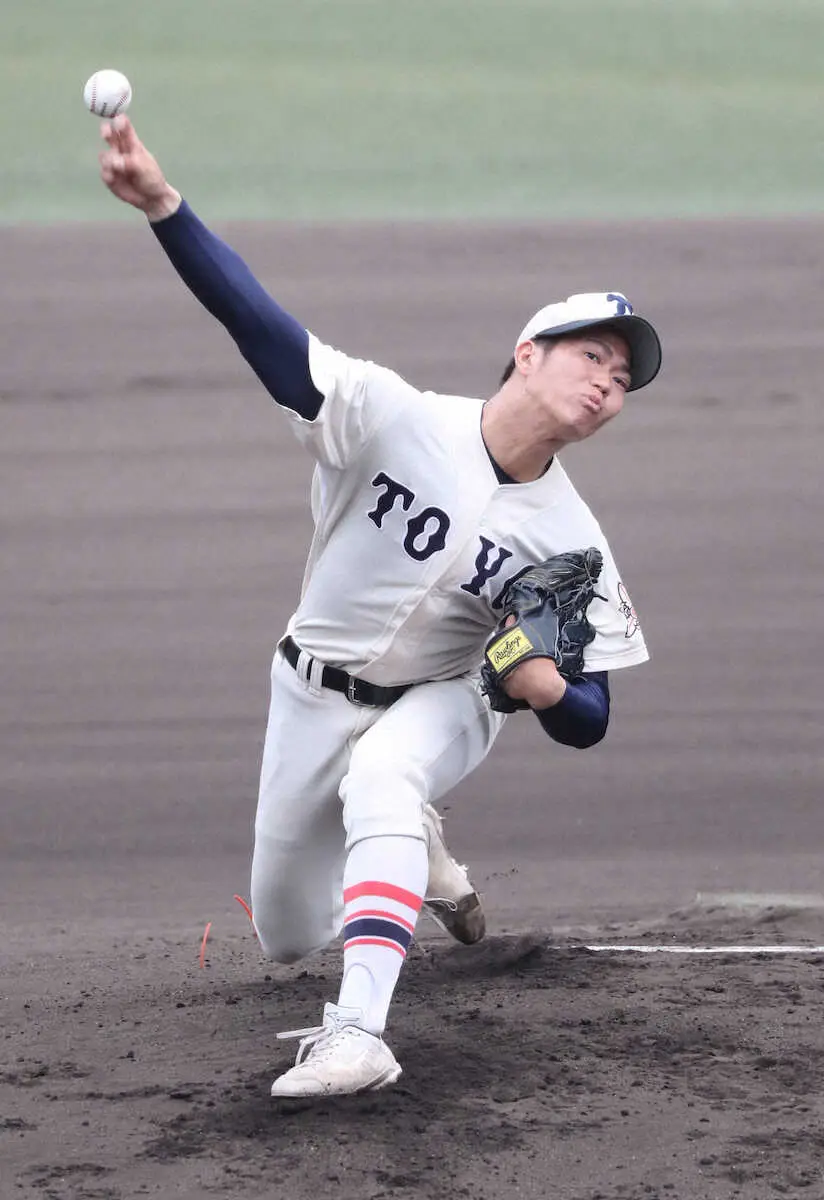 【画像・写真】東洋大姫路が接戦を制して決勝進出　背番号10の西垣虎太郎が8回1安打無失点の快投