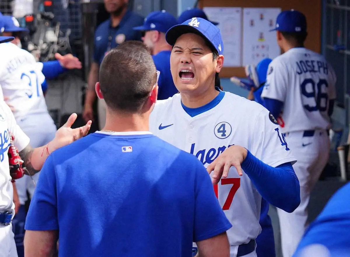 【画像・写真】大谷翔平　第1打席は元同僚左腕に空振り三振　山本由伸援護する23号に期待