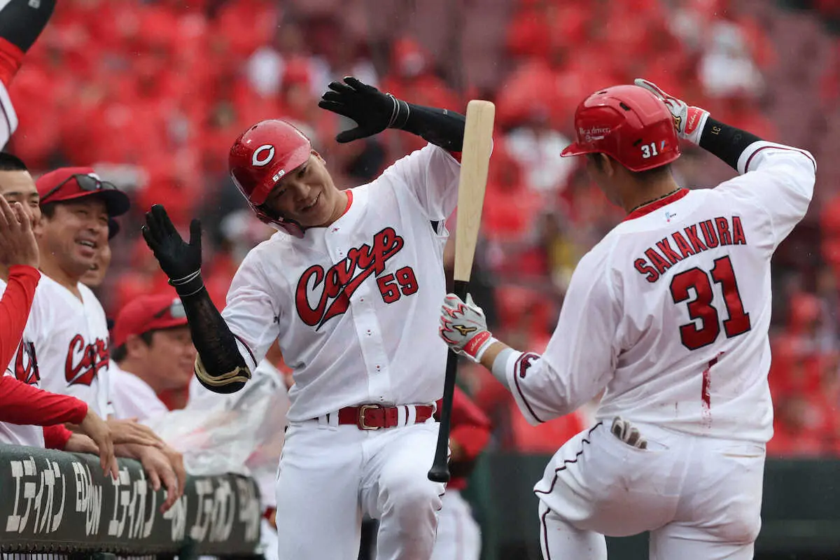 【画像・写真】広島　大盛穂が2年ぶりの一発　代走で途中出場し8回に右翼へ1号ソロ「こういう打席を増やせるように」