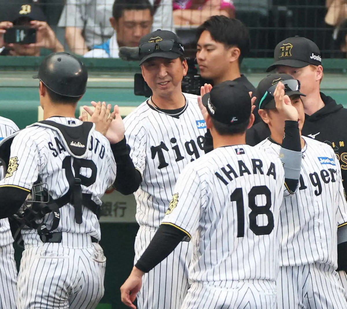 【画像・写真】＜神・オ（3）＞　ナインを出迎える藤川監督（撮影・大森　寛明）