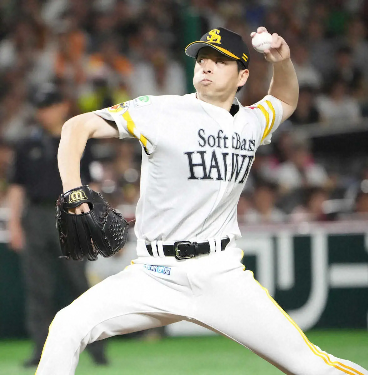 【画像・写真】ソフトバンク・大関友久　5回まで巨人打線相手に完全投球も…6回先頭の増田陸に初安打許す　本拠ため息