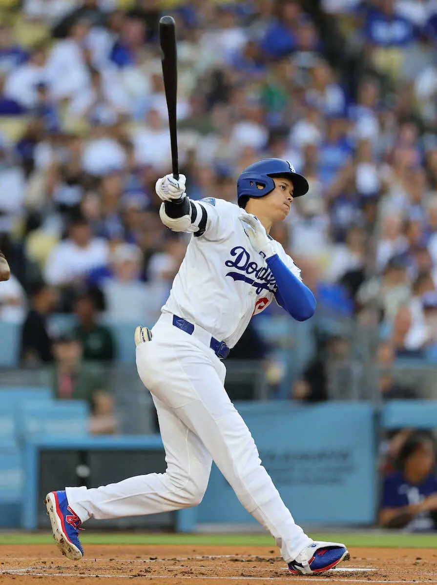 【画像・写真】大谷翔平　第1打席は空振り三振　二刀流電撃復帰から一夜明け「1番・DH」で先発出場