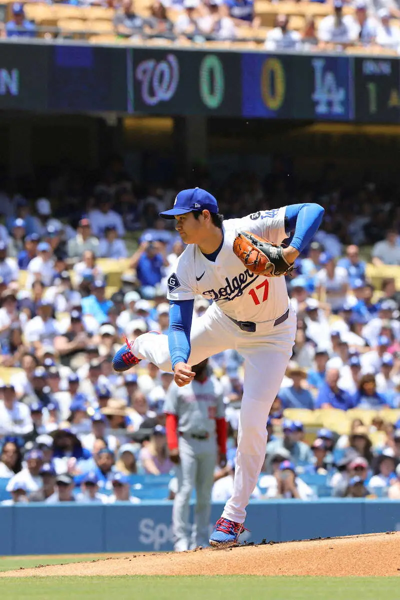 【画像・写真】＜ドジャース・ナショナルズ＞ドジャース先発の大谷（撮影・光山　貴大）