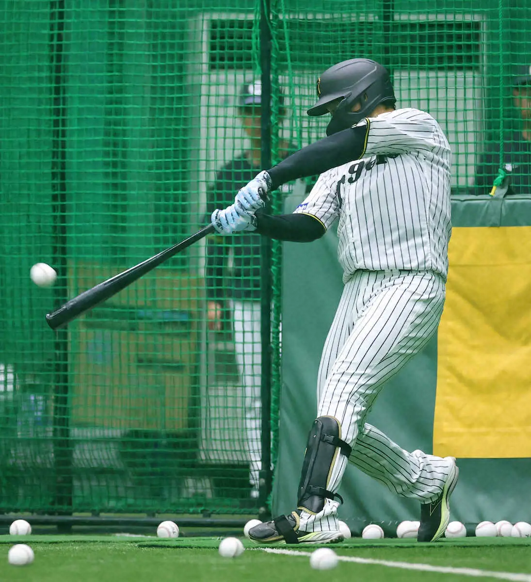 【画像・写真】＜阪神練習＞　打撃練習で汗を流す大山　（撮影・後藤　大輝）