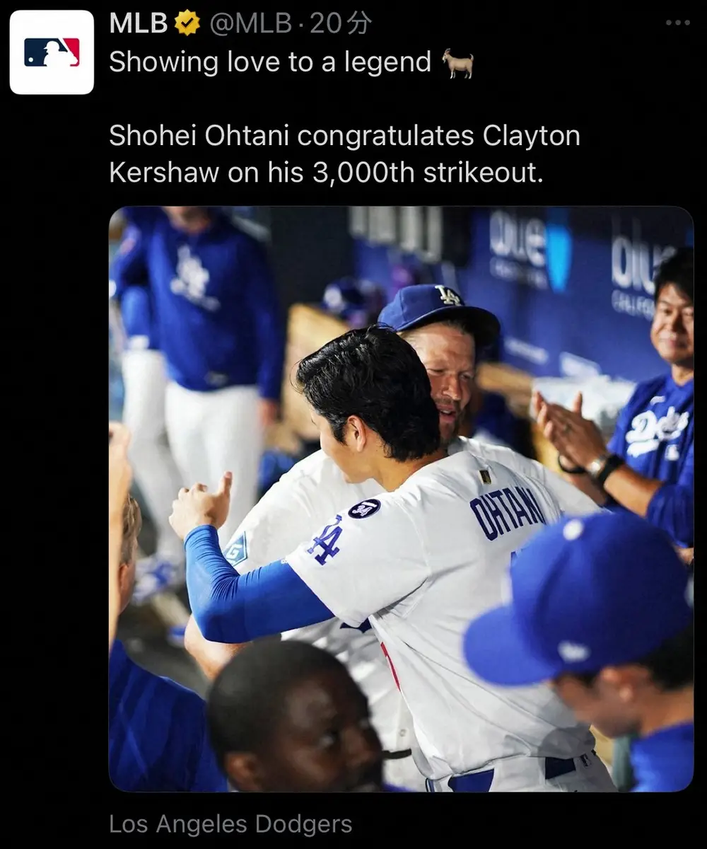 【画像・写真】カーショー続投決断のド軍監督「強い執念が伝わってきた」　6回“最後の打者”で通算3000奪三振