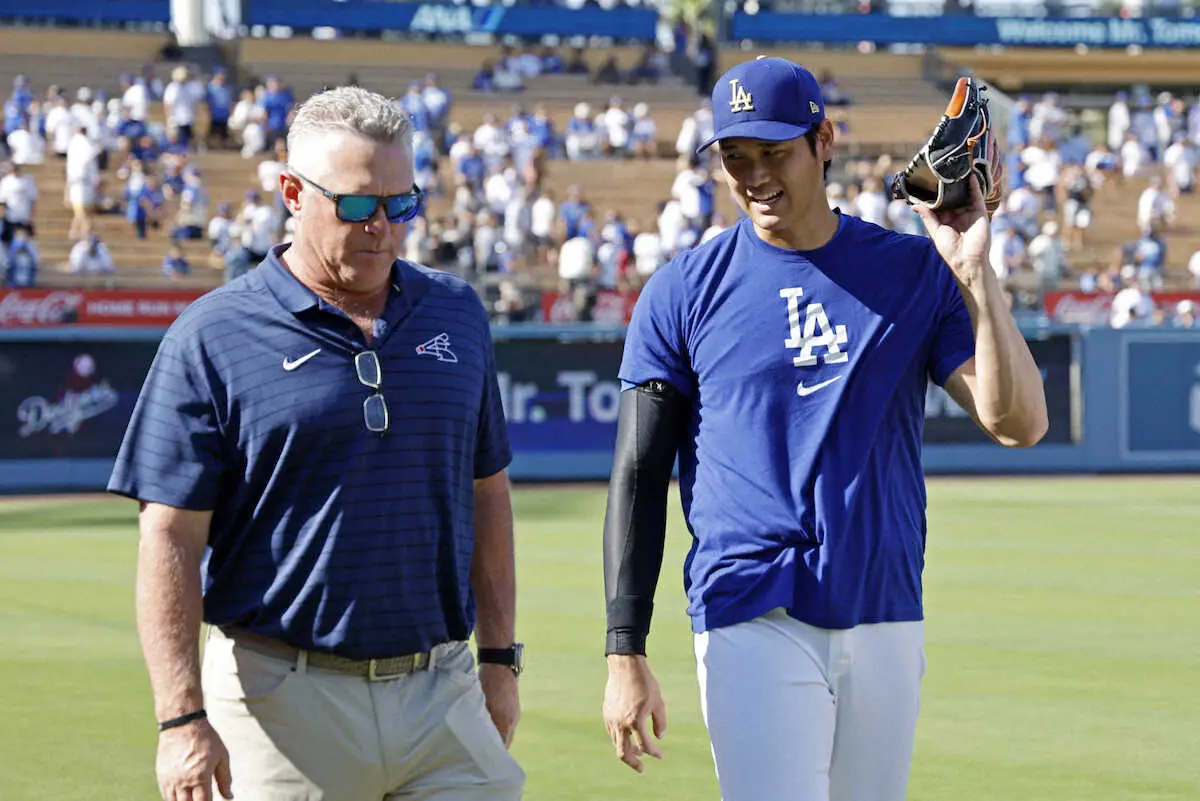 【画像・写真】ドジャース・大谷　エンゼルス元指揮官のネビン氏と笑顔の再会　現西武のネビン氏息子の話題も