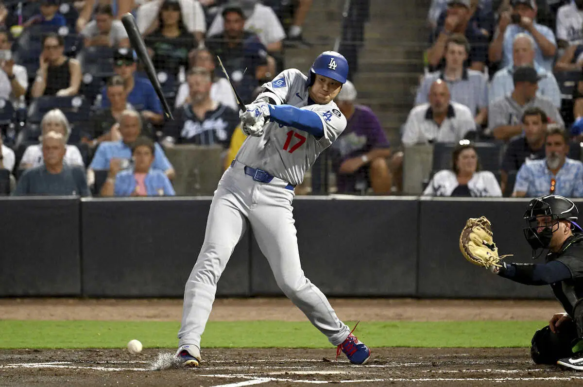 【画像・写真】大谷翔平　第2打席で14打席ぶり安打　バット真っ二つも内野安打　緊急降板から中1日も全力疾走