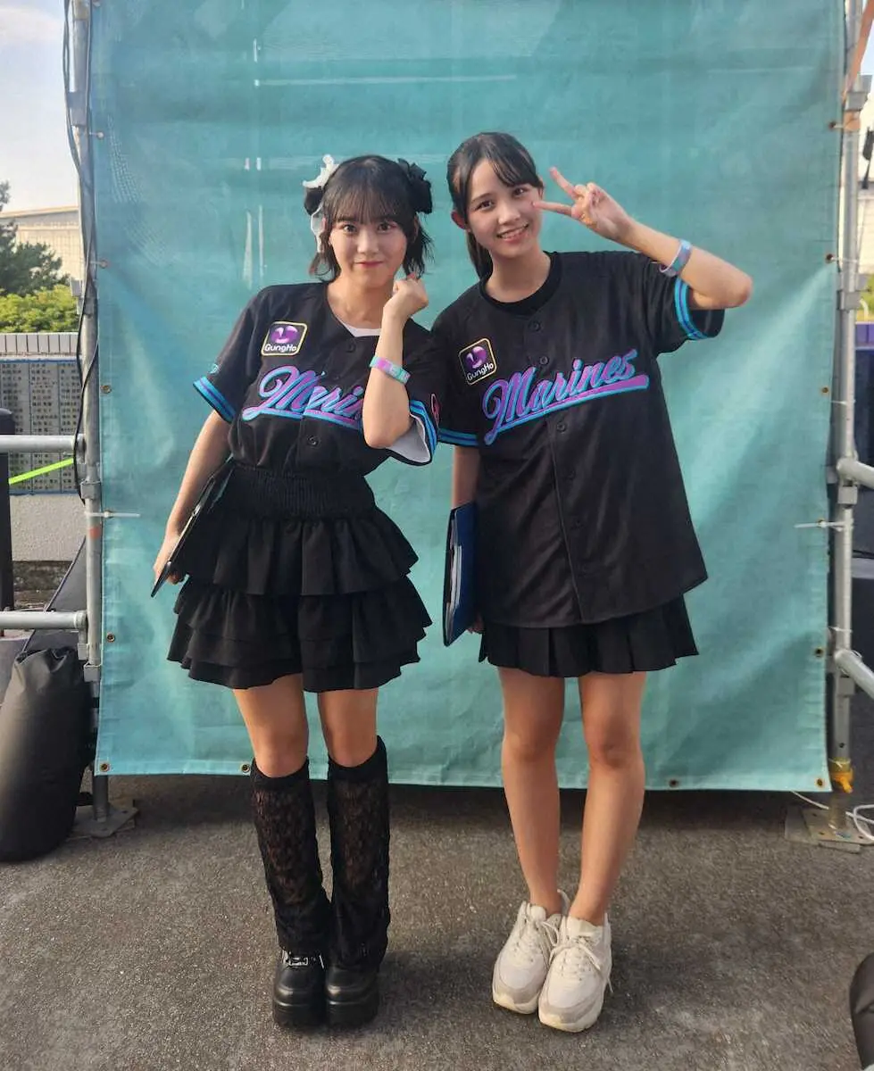 【画像・写真】ロージークロニクルの橋田歩果、相馬優芽がロッテ戦でスペシャルリポーター！　そろって大のロッテファン