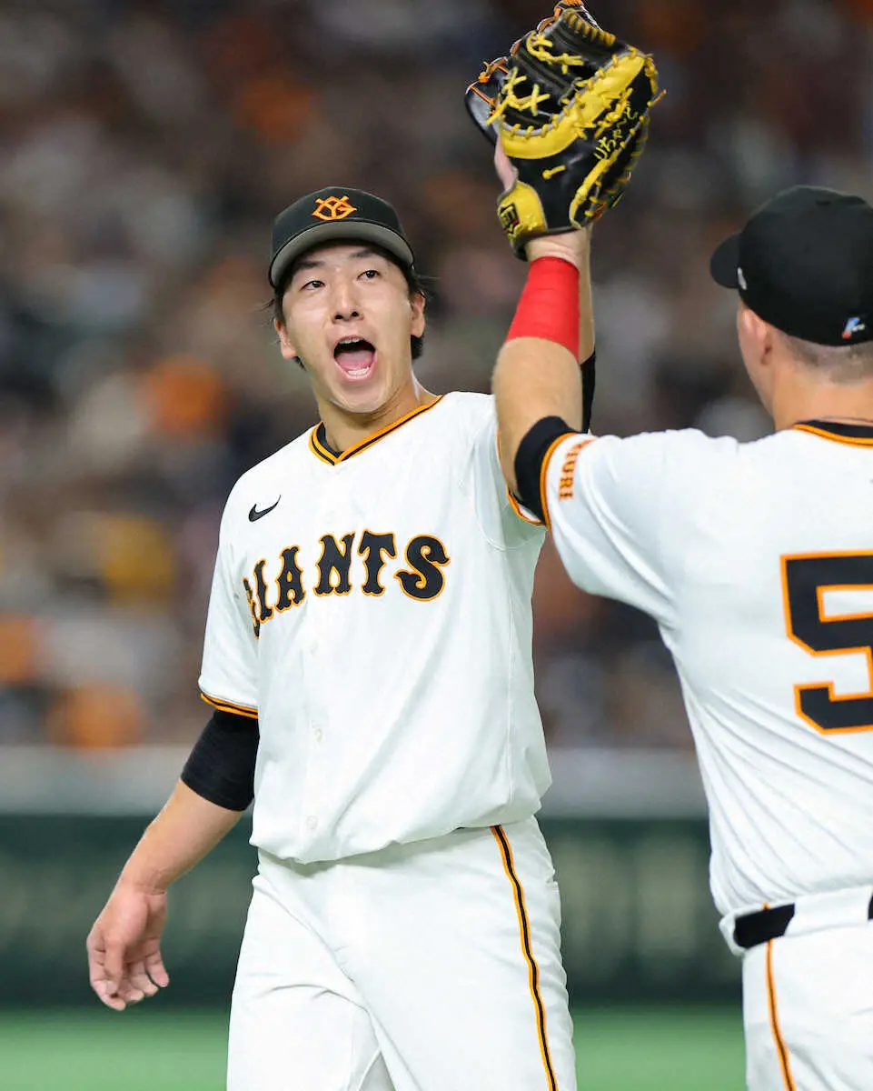 【画像・写真】巨人・大勢　村上K斬りで吠えた！その裏、キャベッジ3ランで6勝目　山崎に次いでチーム2位タイ