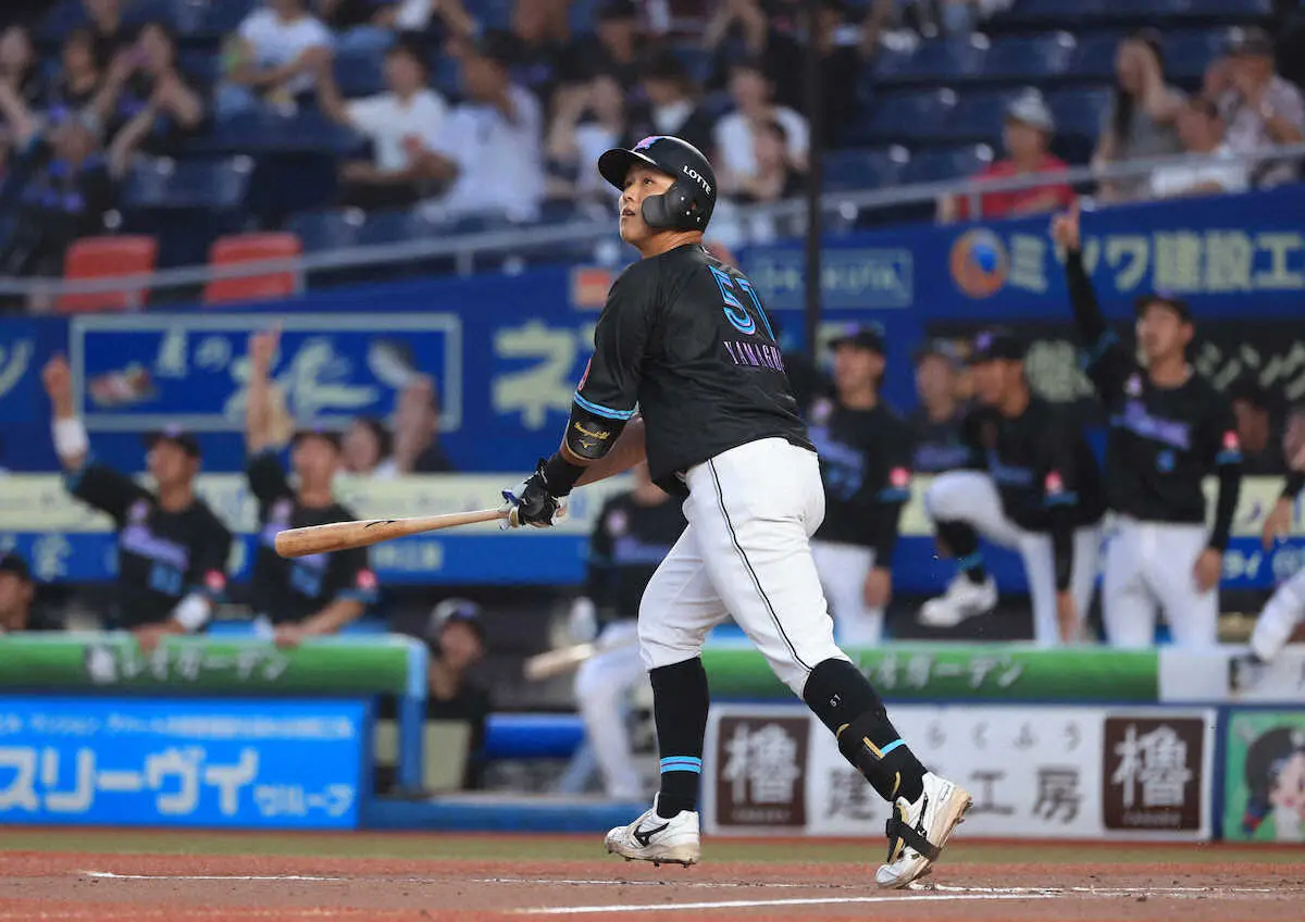 【画像・写真】ロッテ・山口航輝　約2カ月ぶりの1軍復帰で先制1号3ランを含む3安打　「今日は本当にホッとした」