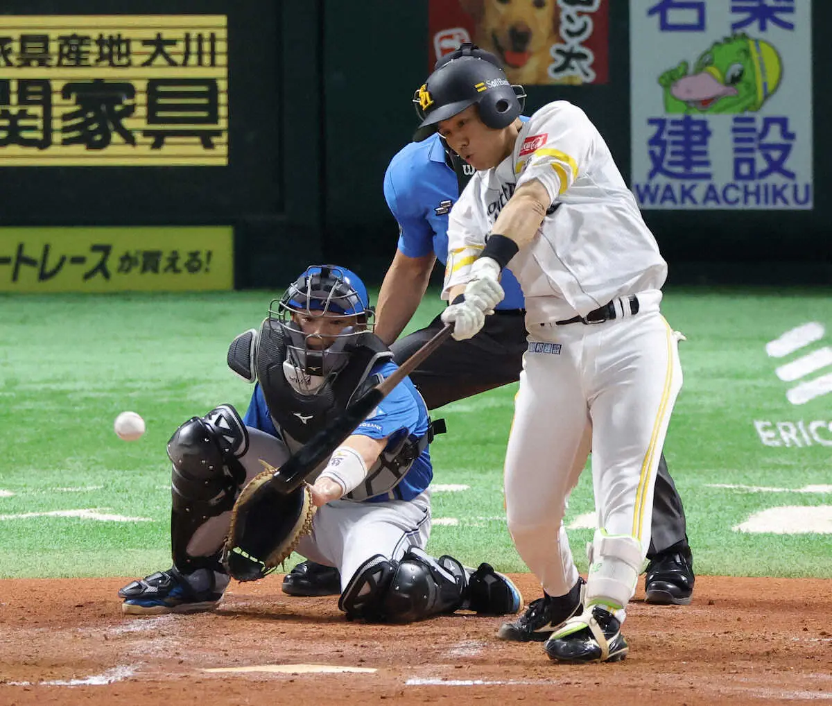 【画像・写真】＜ソ・日（17）＞2回、適時打を放つ海野（撮影・岡田　丈靖）