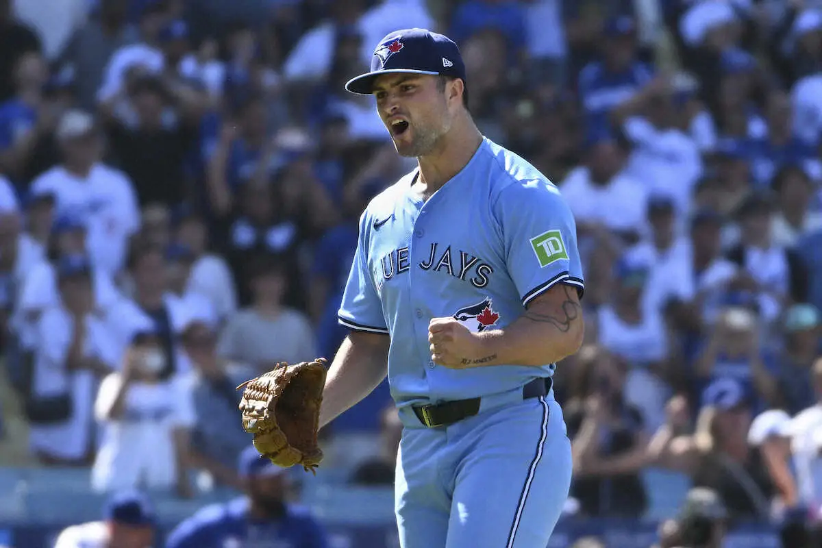 【画像・写真】ブルージェイズ　9回1死満塁で大谷を三振斬りの23歳左腕「興奮してテンションが上がった」メジャー初S