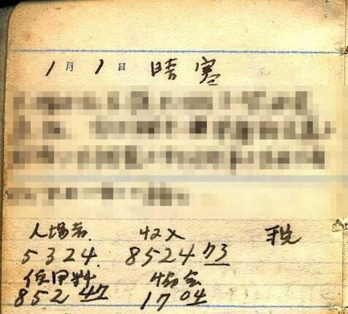 【画像・写真】日本野球連盟・小島善平関西支局長の手帳に残された1946年元日、正月大会開催のメモ（一部加工）