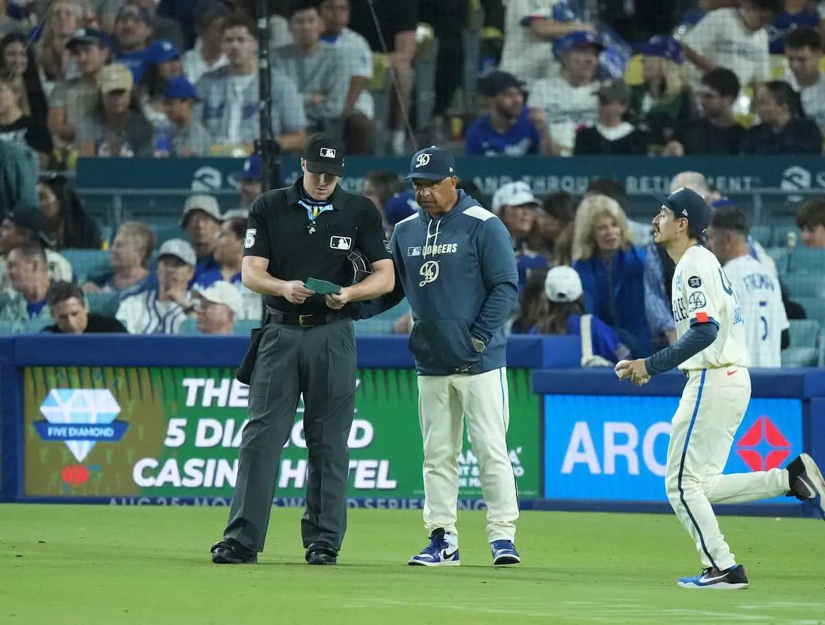 【画像・写真】ド軍指揮官　大谷翔平の2四球を絶賛「その姿勢は評価に値する」相手の乱調につけ込み序盤で主導権