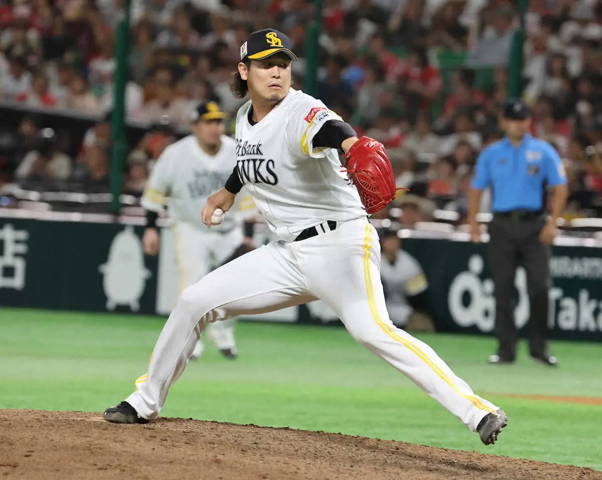 【画像・写真】＜ソ・西22＞　9回から登板する杉山　（撮影・成瀬　徹）　　