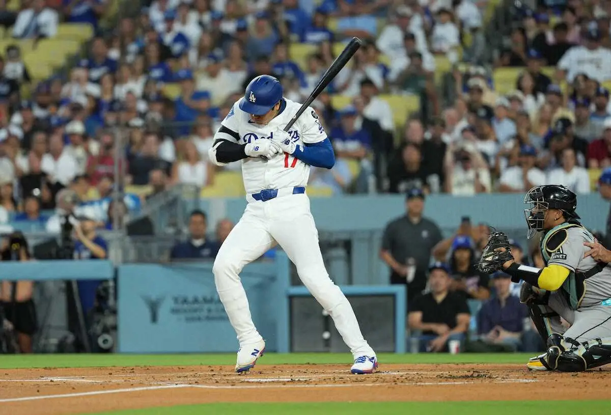 【画像・写真】大谷翔平　第1打席は四球　本塁打王争うシュワバーが前日に4発と量産　4戦ぶり一発出るか