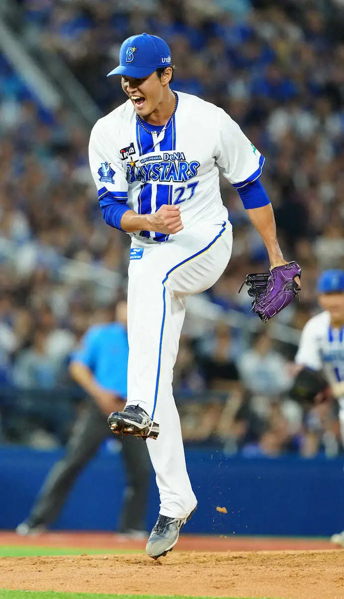 【画像・写真】場内騒然！　DeNA藤浪　左打者・上林に死球　4回初安打許して乱れるも無失点で切り抜け、雄叫び