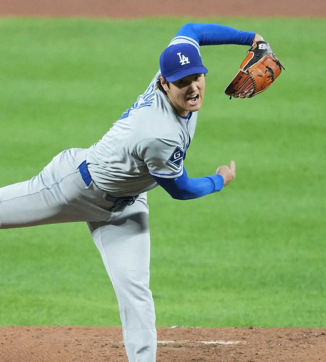 【画像・写真】ドジャース・大谷　男気！緊急二刀流出場　全開！メジャー最多1試合11球の100マイル超え