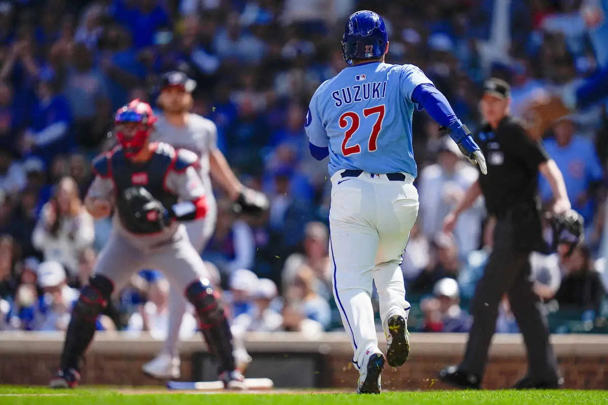 【画像・写真】カブス・鈴木誠也　3戦ぶり安打で大勝貢献　ナショナルズ・小笠原との対戦では中飛