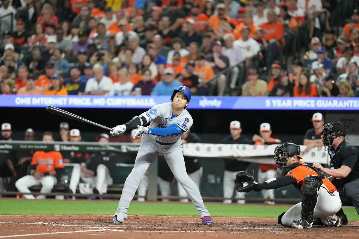 【画像・写真】大谷翔平　第3打席は好機で空振り三振もベッツが適時打　イチローを超える日本選手最多通算1081三振に