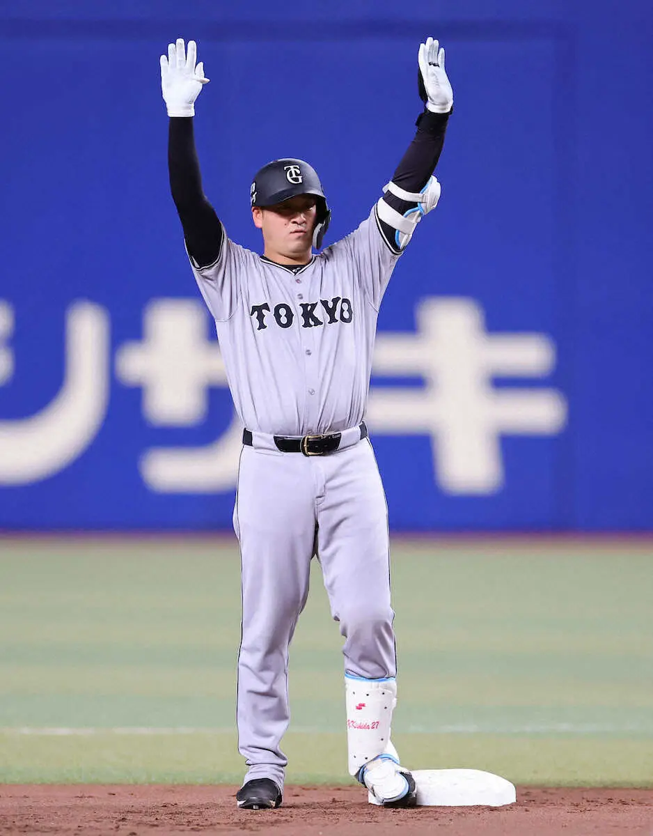 【画像・写真】巨人・岸田行倫　初回いきなり先制打「勝てるように頑張ります」前夜の劇的9回5連打逆転劇の勢いそのまま