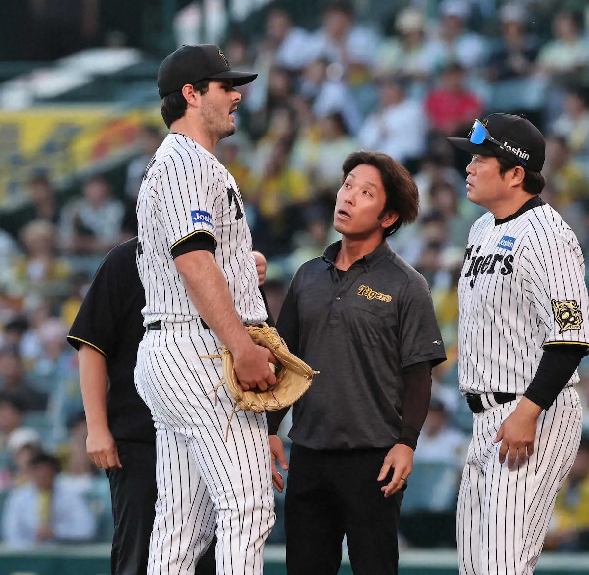 【画像・写真】阪神・ハートウィグ　わずか2球で緊急降板　左脇腹痛発症か　3年目・茨木が急きょ登板