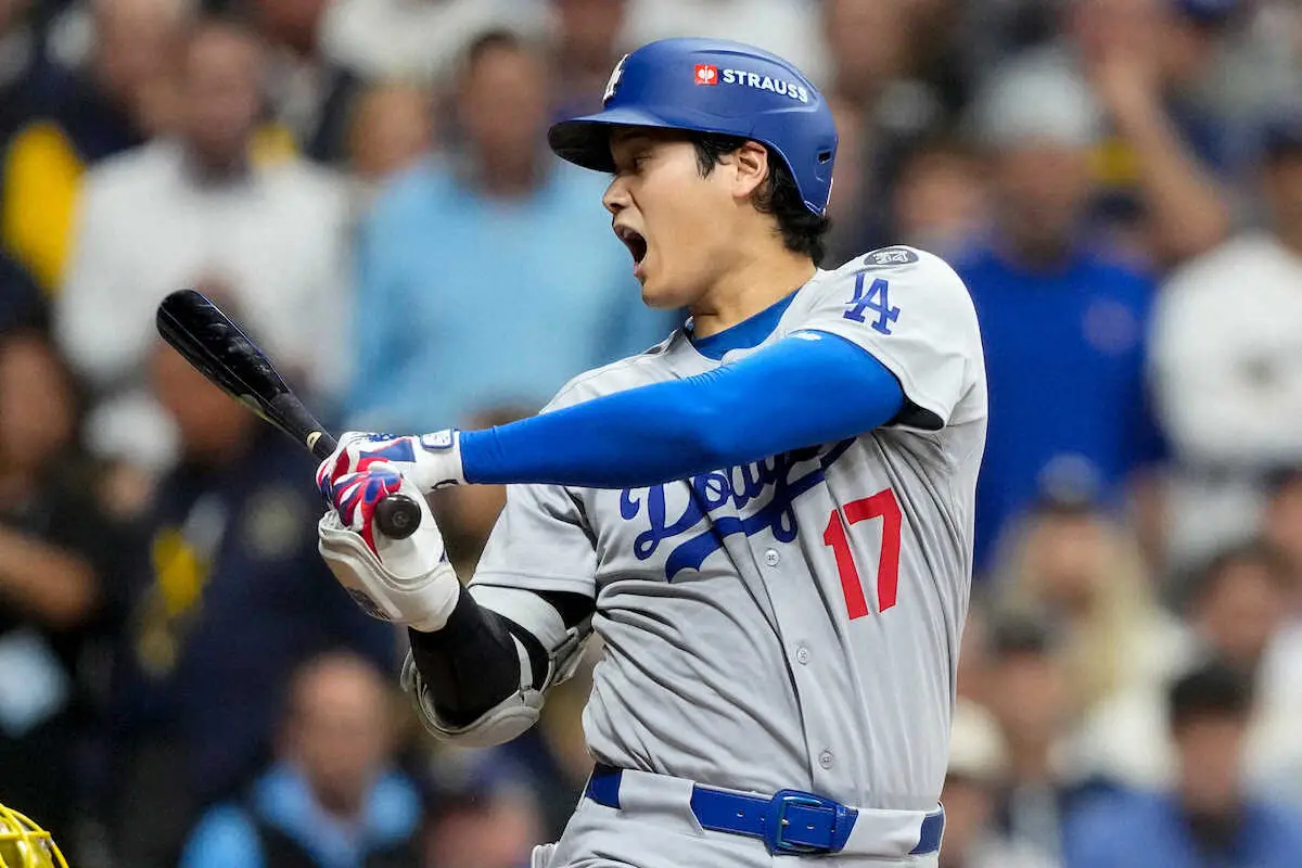 【画像・写真】大谷翔平　第1打席は四球で出塁も後続倒れ先制ならず　地区Sは打率・056に低迷　不振脱却なるか！？
