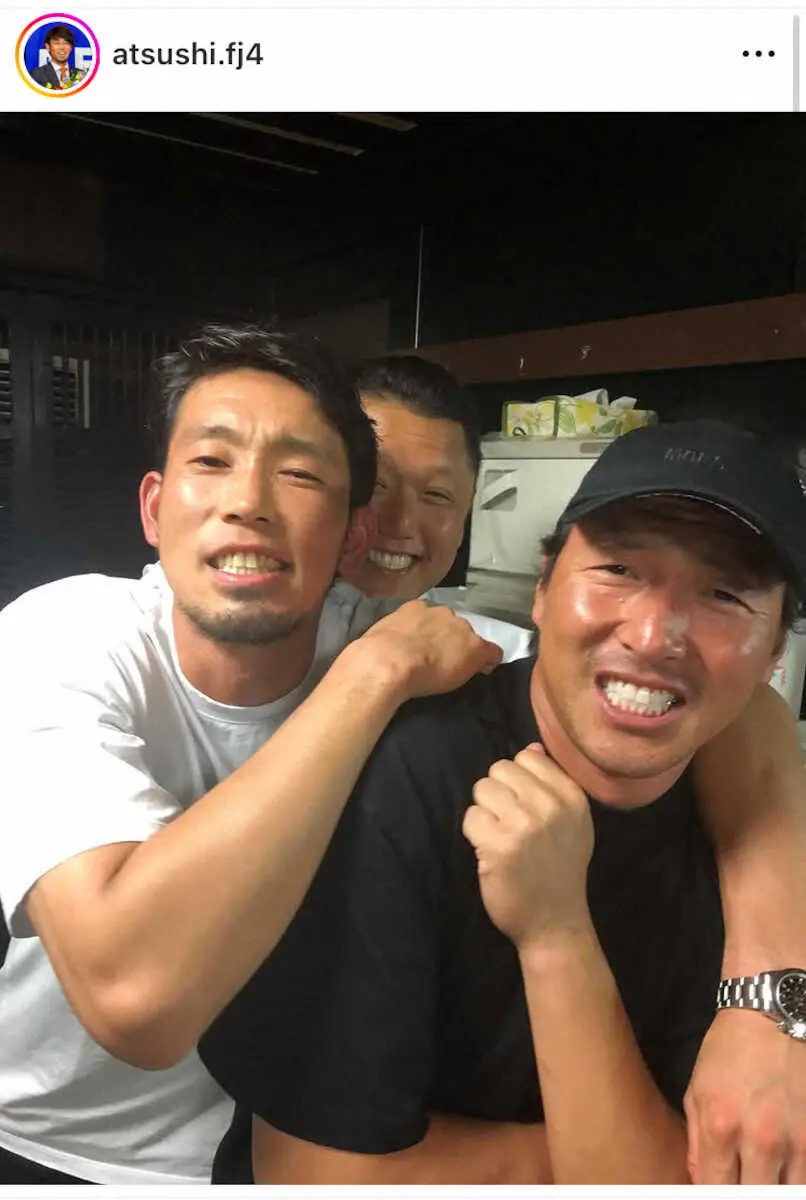 【画像・写真】元竜戦士も現役引退の巨人・長野をねぎらい「後輩なのに本当に尊敬できるいい男やった」