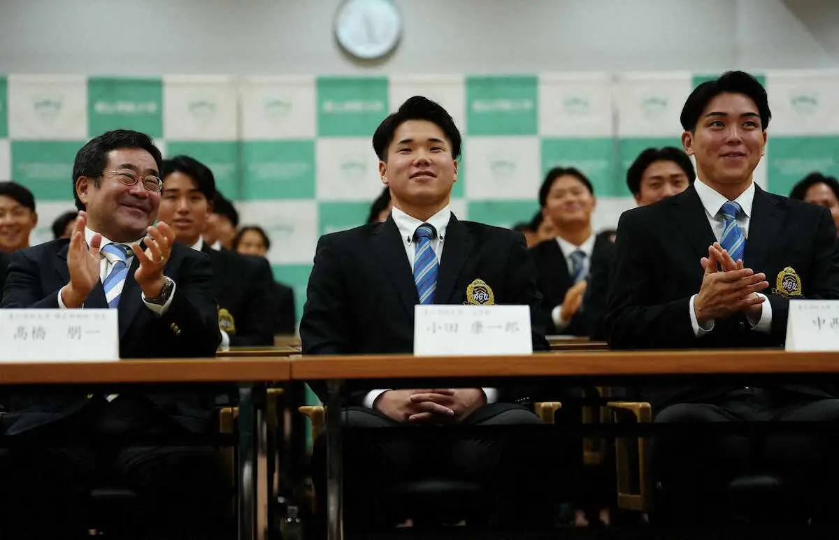 【画像・写真】【ドラフト会議】DeNA1位指名の青学大・小田康一郎「打者のタイトルを総なめできるように」