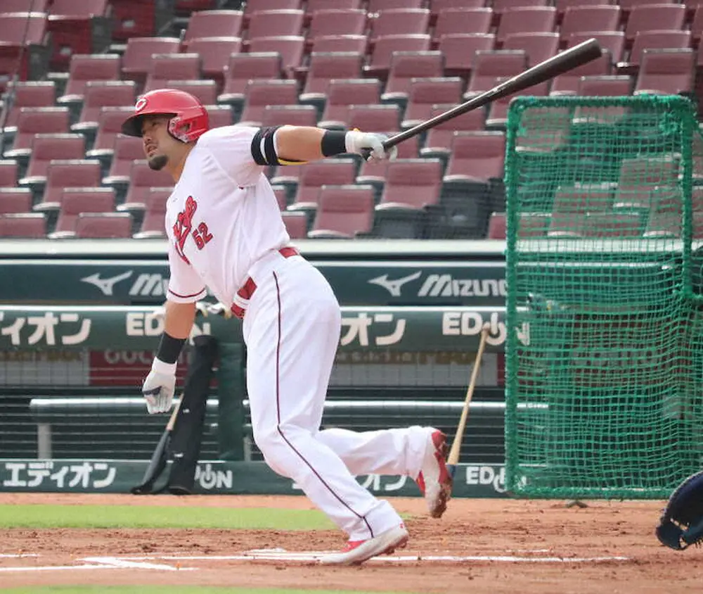 【画像・写真】広島・末包昇大　〝コンパクト打法〟習得でドラ1・平川蓮に闘志メラメラ「負けない」