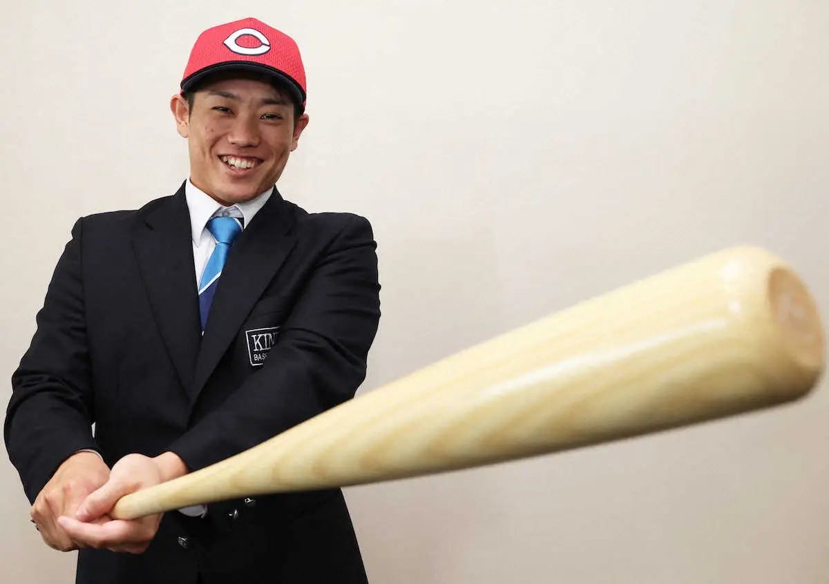 【画像・写真】広島ドラフト3位・勝田に指名あいさつ　新井監督の登場に「来ていただいてびっくりした」