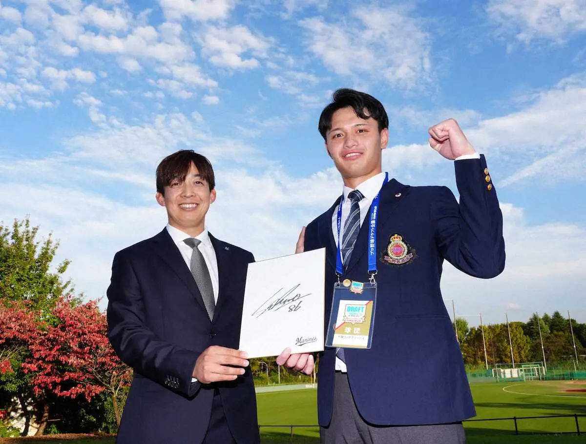 【画像・写真】ロッテからドラフト2位指名の明大・毛利海大　目標は新人王　「舜平大さんも獲っている」