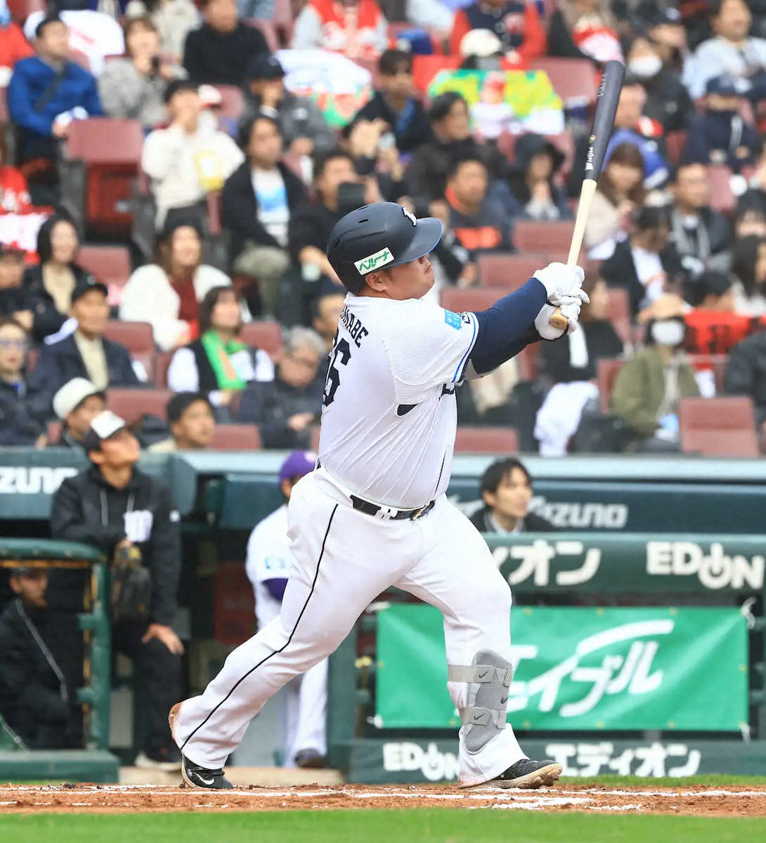 【画像・写真】【トライアウト】西武20年ドラ1渡部健人が初打席に豪快弾！日本ハムの石川直也から“1号”にマツダ騒然