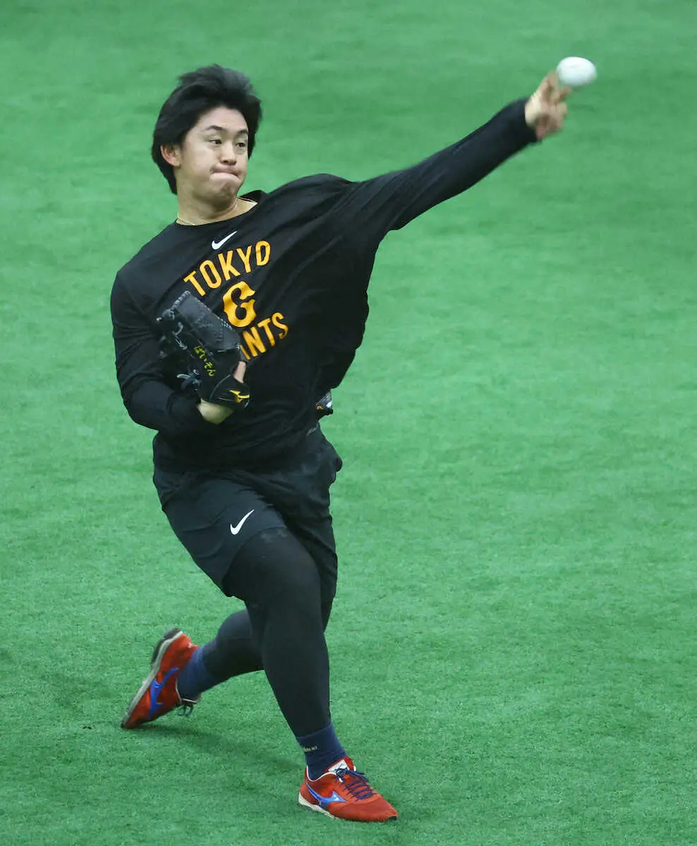 【画像・写真】巨人・北浦　初練習で丸らにあいさつ「有名人がいっぱいいるイメージ」　まずは積極交流を