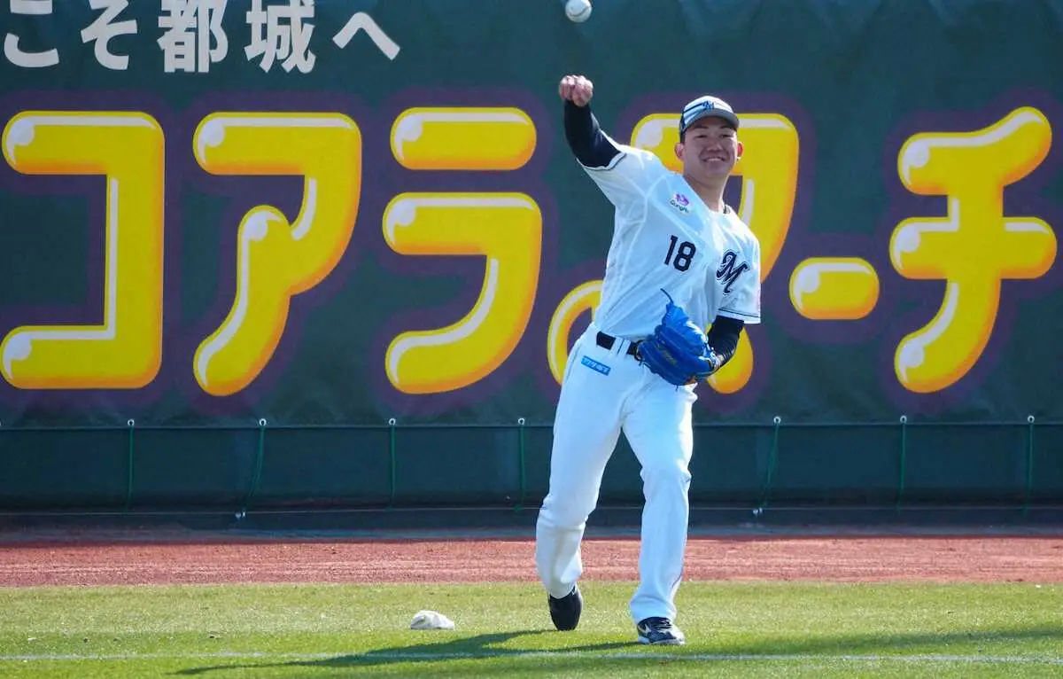 【画像・写真】ロッテ・ドラ1石垣元　キャンプ初日「良い感覚で終われた」