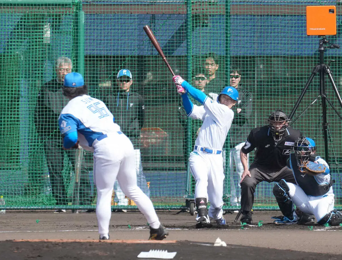 【画像・写真】5年ぶり古巣復帰の日本ハム・西川遥輝　今季初実戦形式の打撃練習で流石の快音　四球選ぶ選球眼も健在
