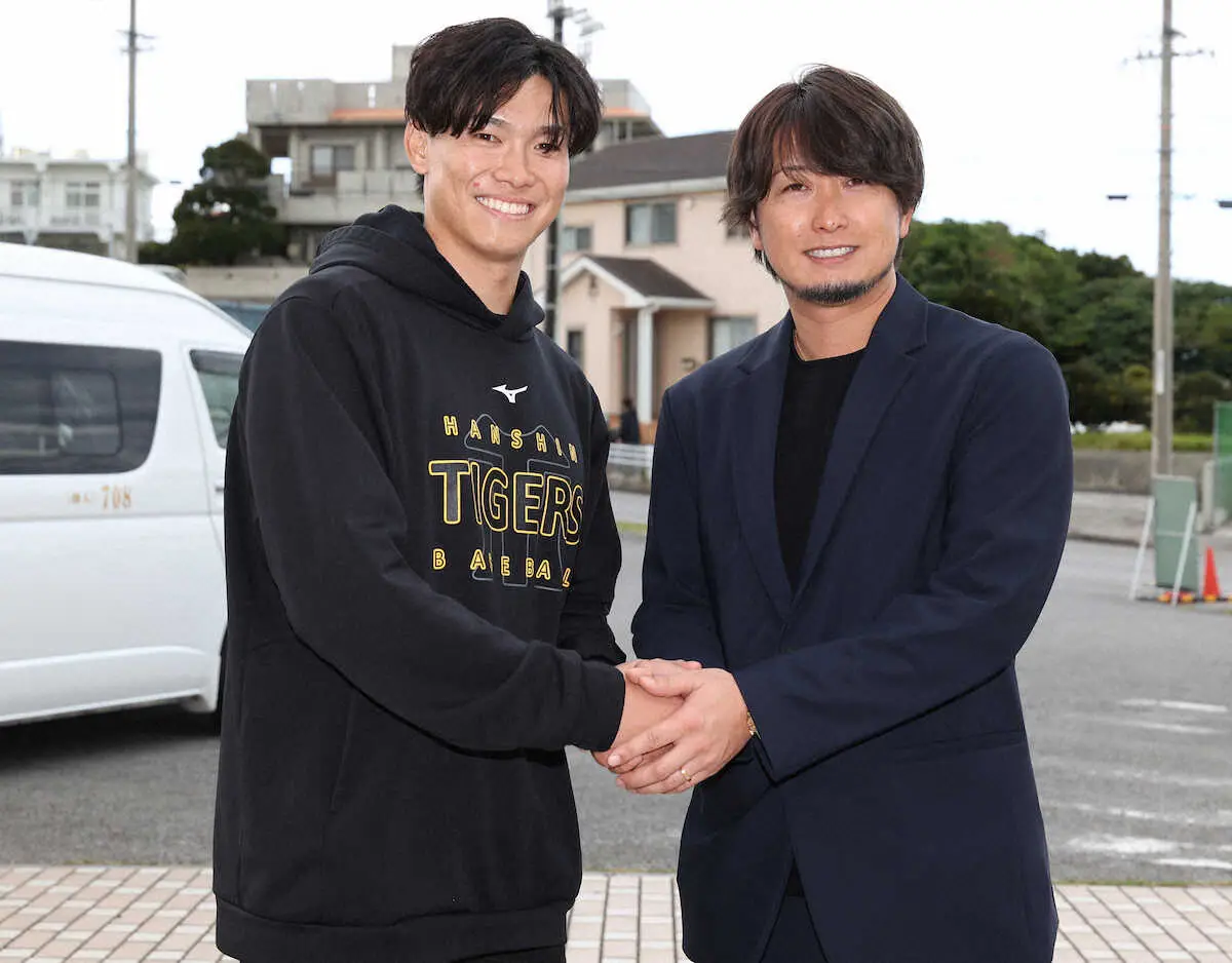 【画像・写真】阪神・湯浅京己「背中の傷を見せ合いました」同じ難病克服の元DeNA三嶋一輝氏と初対面