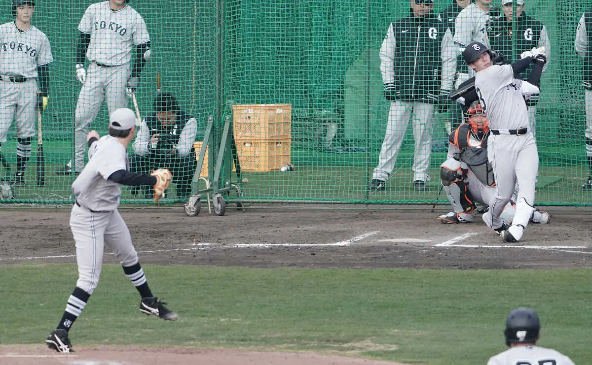 【画像・写真】巨人ドラ1・竹丸　クロスファイアでライブBP無安打デビュー　阪神スコアラー警戒「厄介やね～」