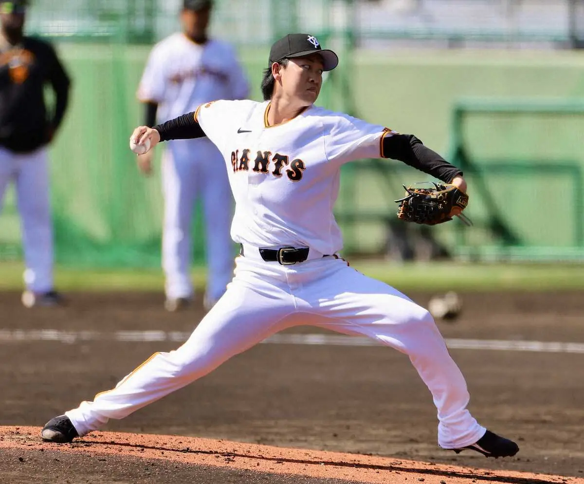 【画像・写真】巨人・山崎　初ライブBPで順調3K「だいたい狙った所に投げられている」