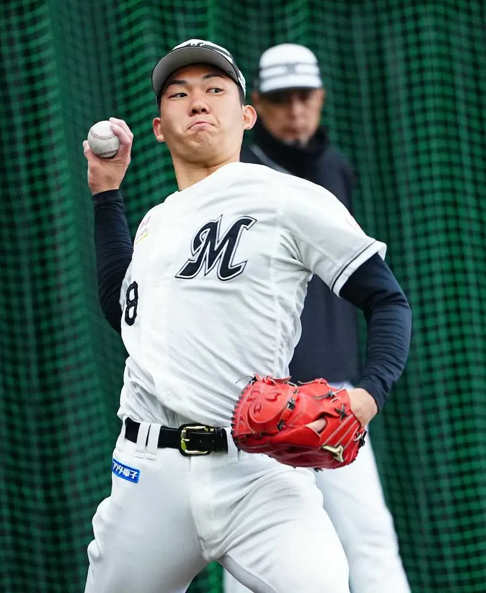 【画像・写真】ロッテ　ドラ1・石垣元、捕手座らせて初投球　サブロー監督「あまり見ない数字が出たと」