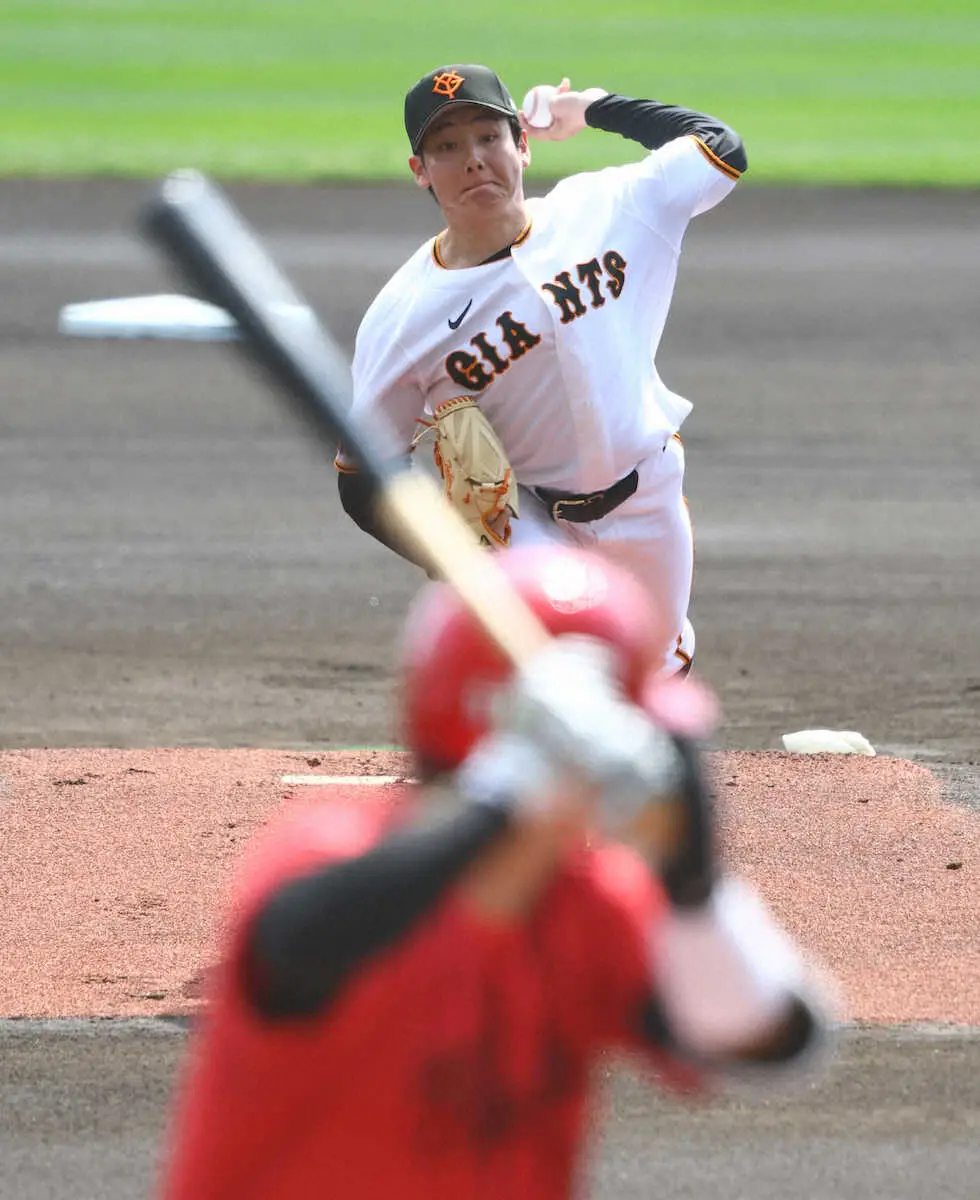 【画像・写真】巨人ドラ1・竹丸　対外試合“開幕投手”で2回無失点デビューも辛口採点「60点」
