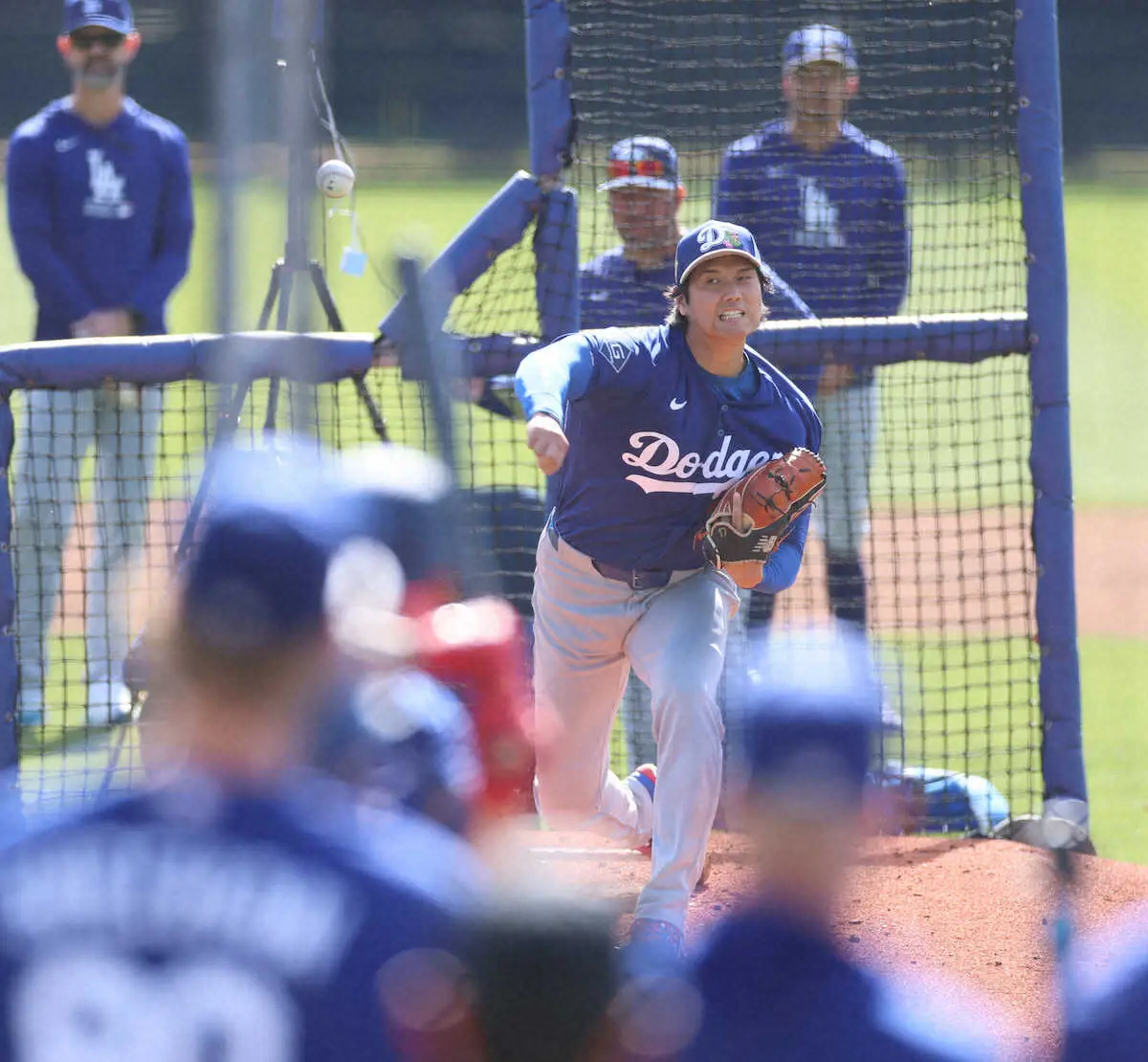 【画像・写真】＜ドジャースキャンプ＞2度目のライブBPに登板した大谷（撮影・須田　麻祐子）