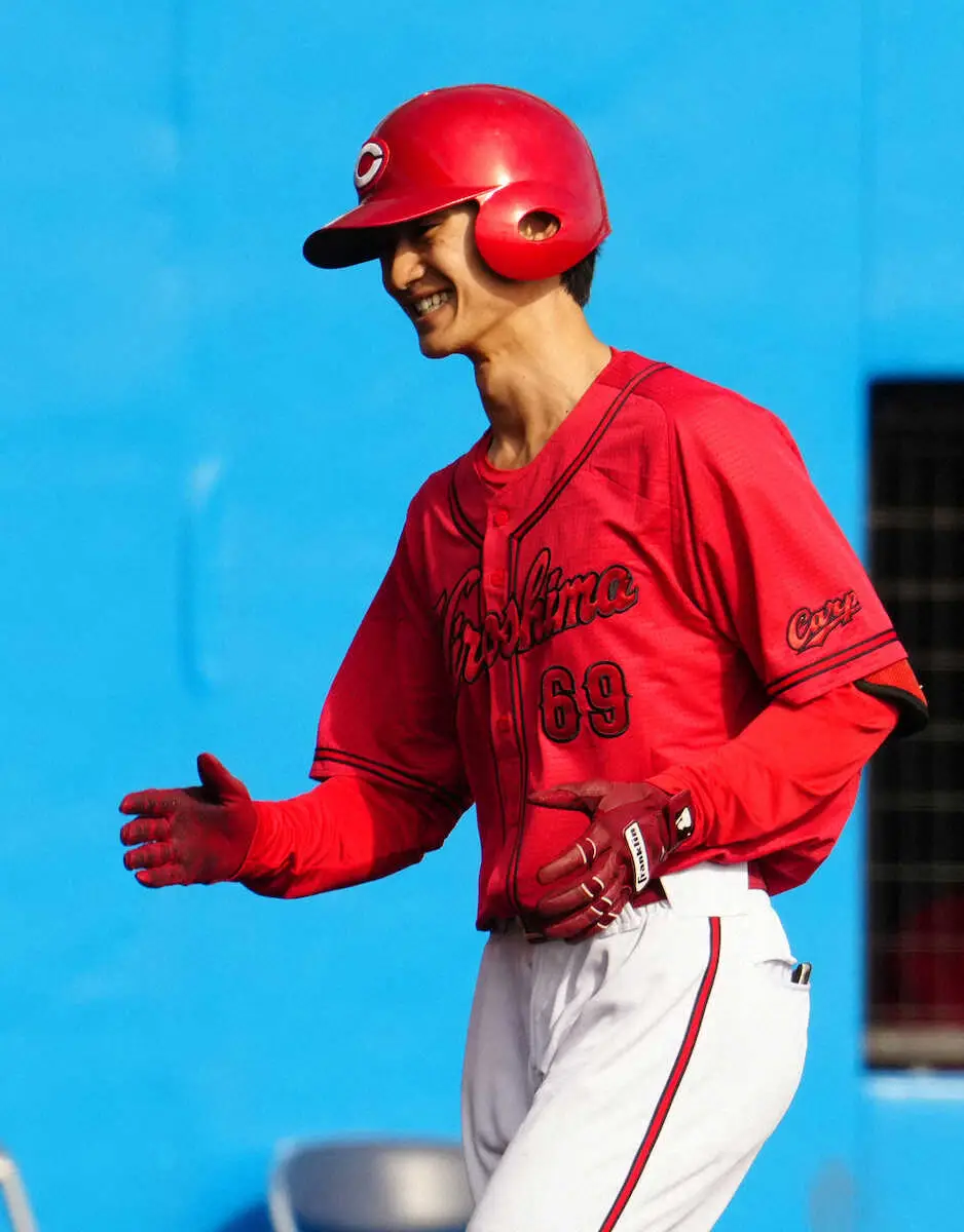 【画像・写真】広島・辰見鴻之介　“チーム最軽量”がでっかいプロ1号で開幕1軍アピール　楽天から現役ドラフトで加入