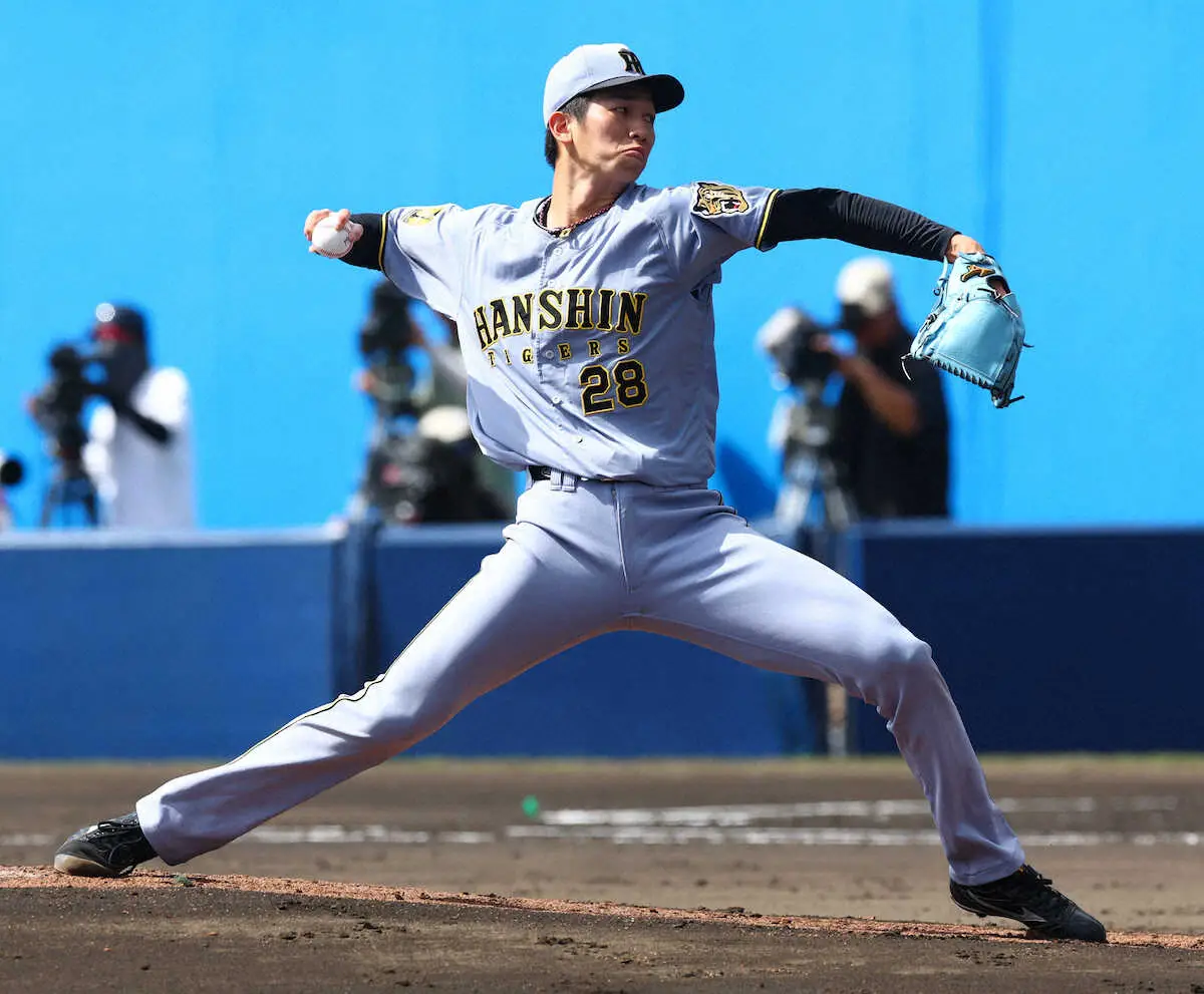 【画像・写真】高卒2年目の阪神・今朝丸がOP戦初登板で打者4人完全投球　昨年2冠レイエスからカーブで空振り三振奪う