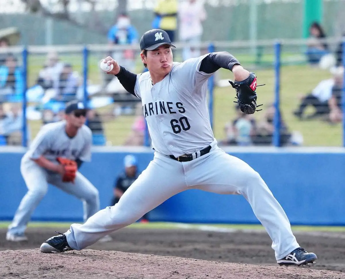 【画像・写真】ロッテ　ドラ7・大聖が1回無失点の好投　直球は最速155キロ「春先でそこまで出たのは良かった」