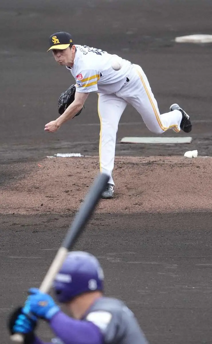 【画像・写真】ソフトバンクの大関友久が今季初実戦　ヤマハを2回完全　新フォームには「一つ前に大きく進んだ」と手応え