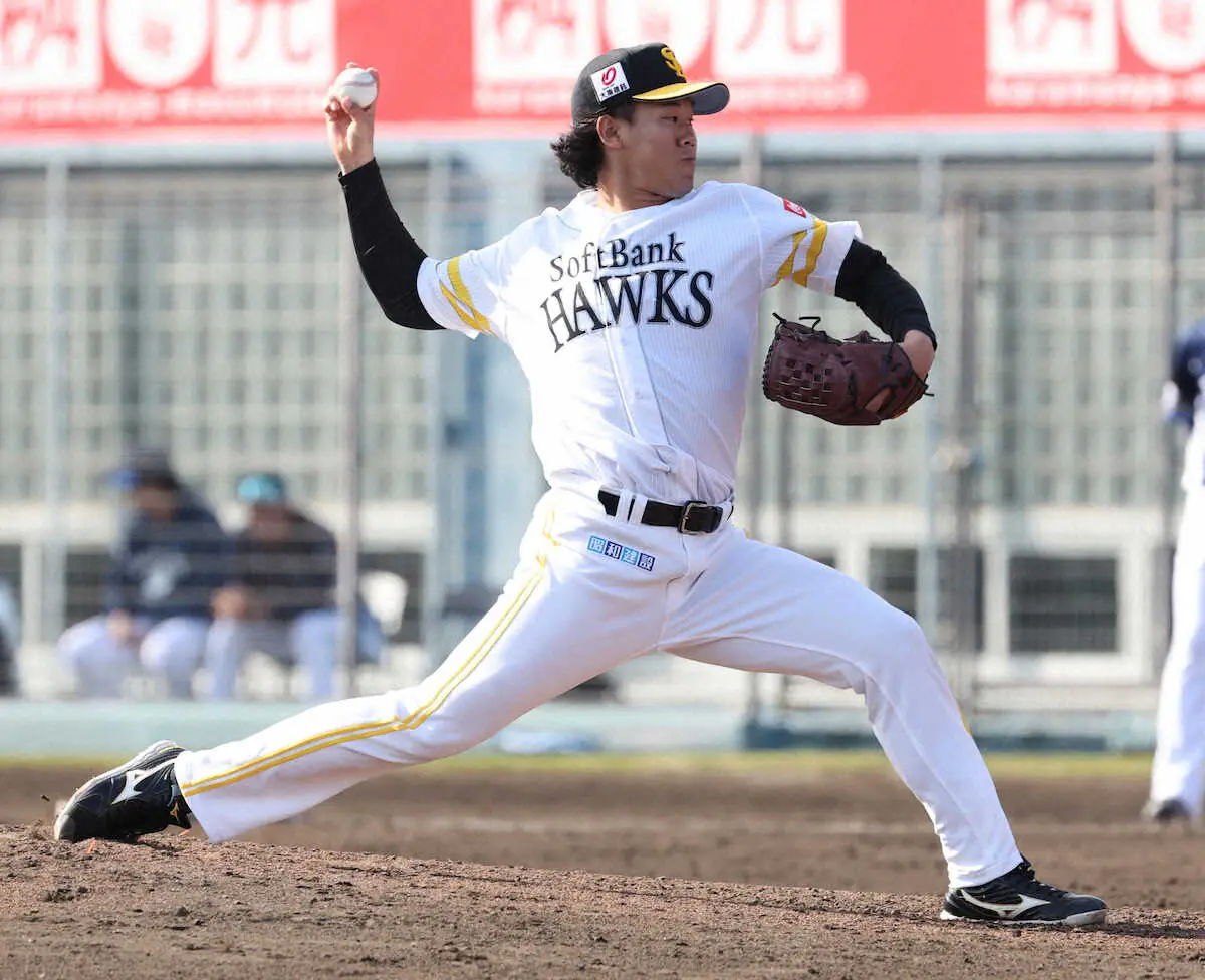 【画像・写真】ソフトバンク　ドラフト2位・稲川竜汰が快投　1回3者凡退　「自分の強みの真っすぐはプロ相手にも通用」